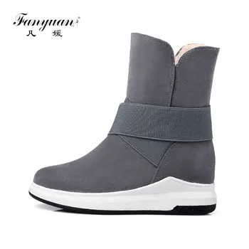 

fanyuanWomen Ankle Boots Female Winter Shoes Woman Fur Warm Snow Boots Fashion Wedge High Heels Ankle Boots Slip On Black Boots