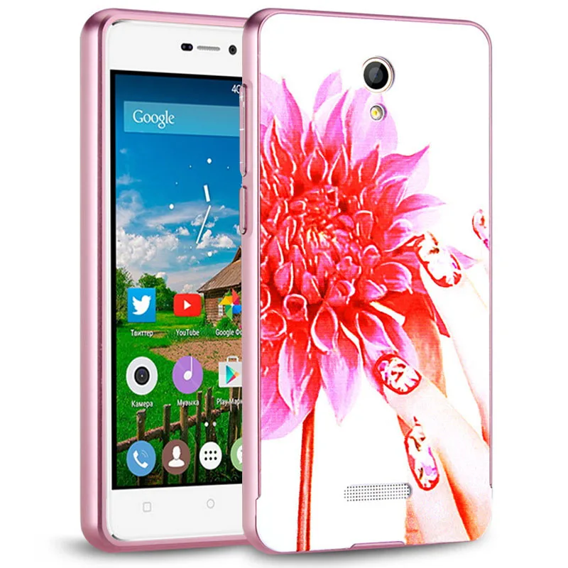 KOC-2276C_1_Flowers Pattern Premium Aluminum Metal Frame & Acrylic Back Cover for Highscreen Power Five 5  Highscreen Power 5
