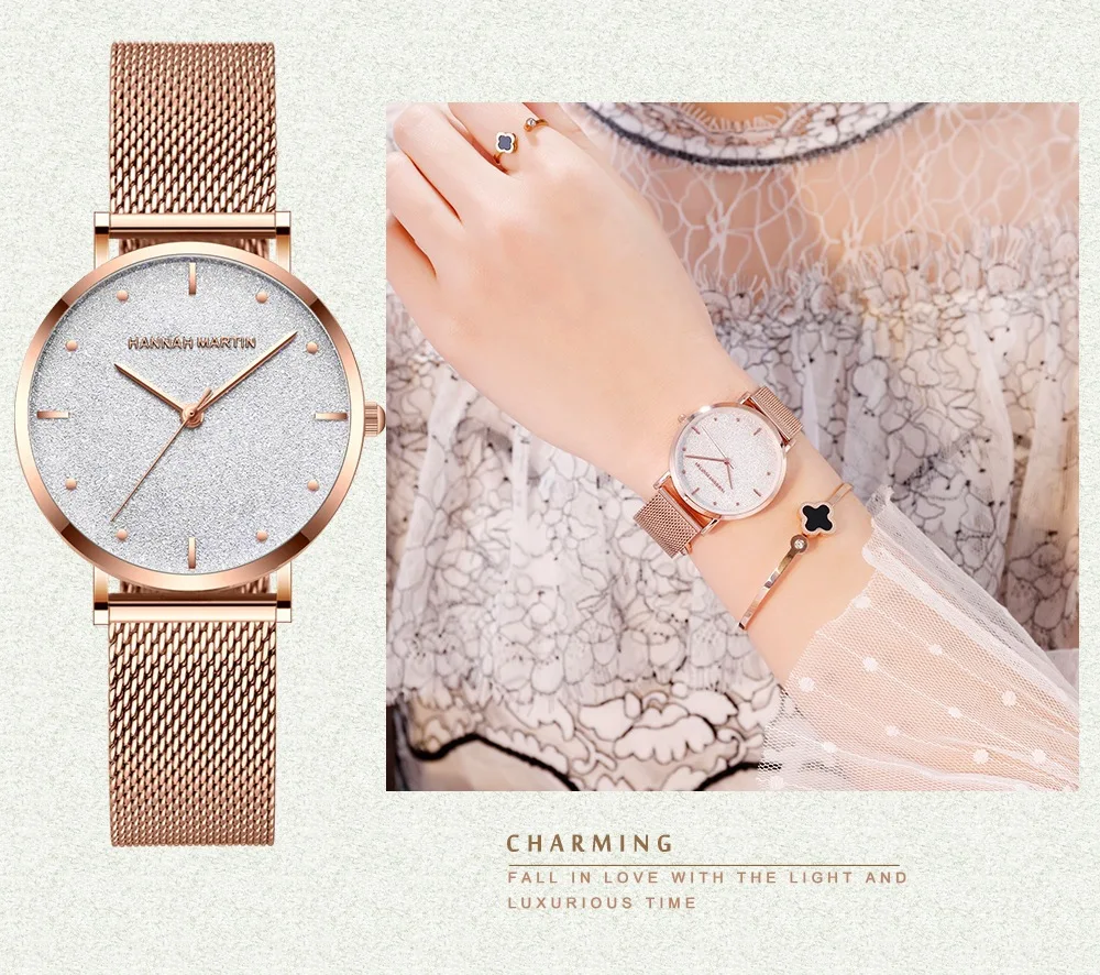 

Women Bracelets Watch Elegant Ladies Dresses Mesh Belt Waterproof Clock Japanese Movement Rose Gold Wrist Watches orologio donna