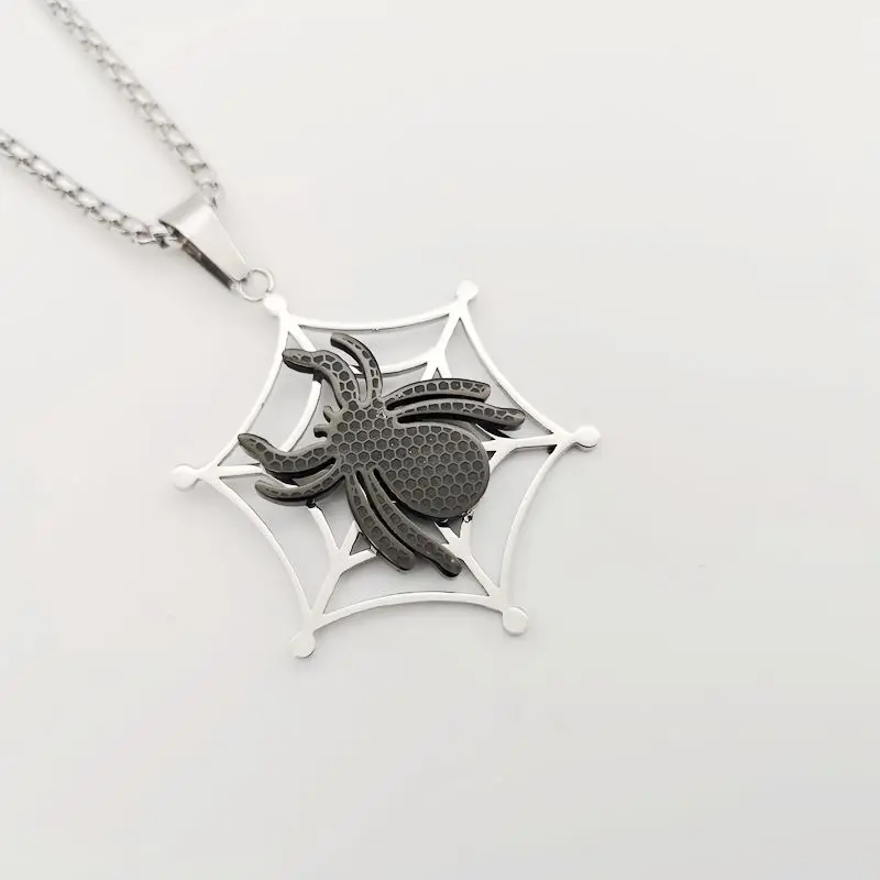 2019 New Fashion jewelry necklace men 316 Stainless steel hip hop spider net charm necklace for men stylish jewelry BLKN0120