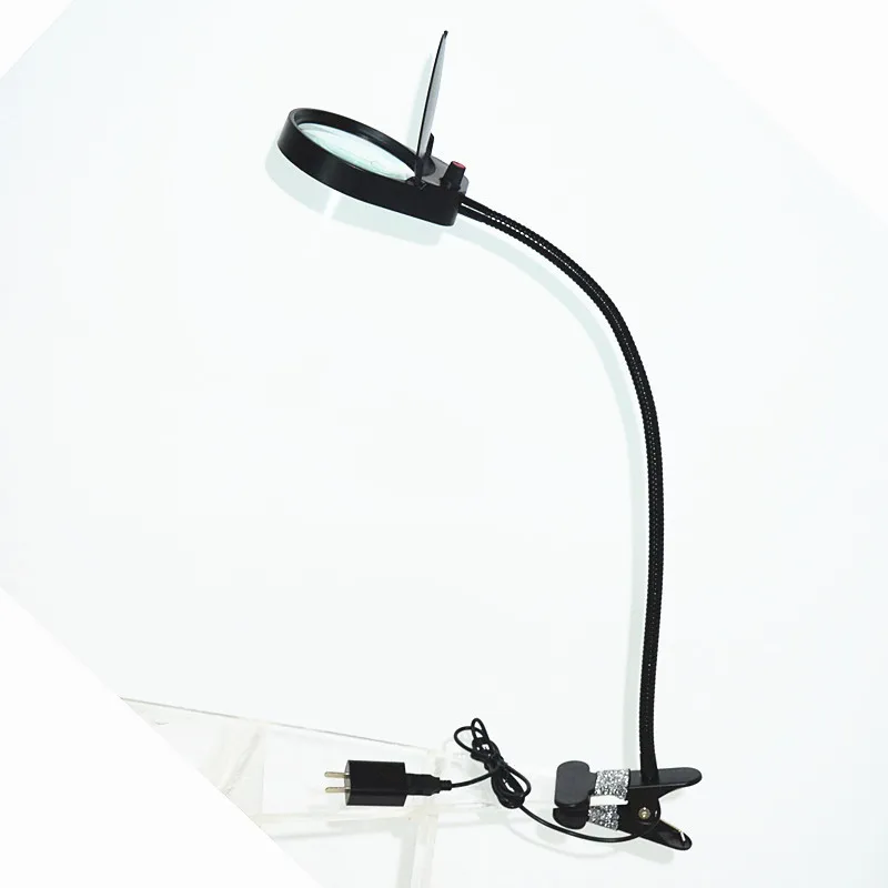 USB зарядное устройство Светодиодная настольная с зажимом Светильник Зажим на лампе светильник ing настольная Лупа увеличительное стекло Len настольная лампа зажим