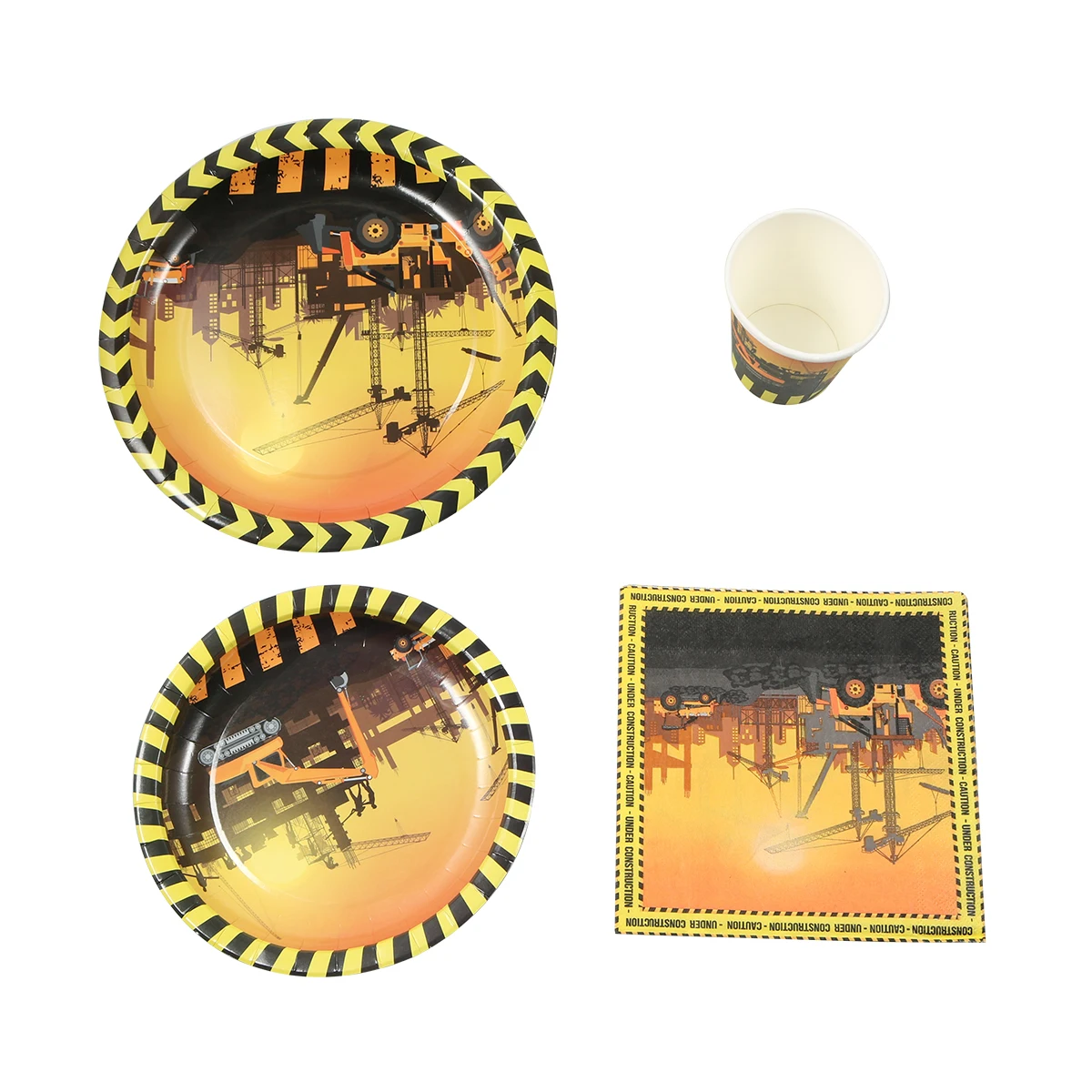 

44pcs/set Construction Truck Plates Tableware Party Paper Cups Drink Cups Napkins Excavator Construction Theme Party Cutlery Set