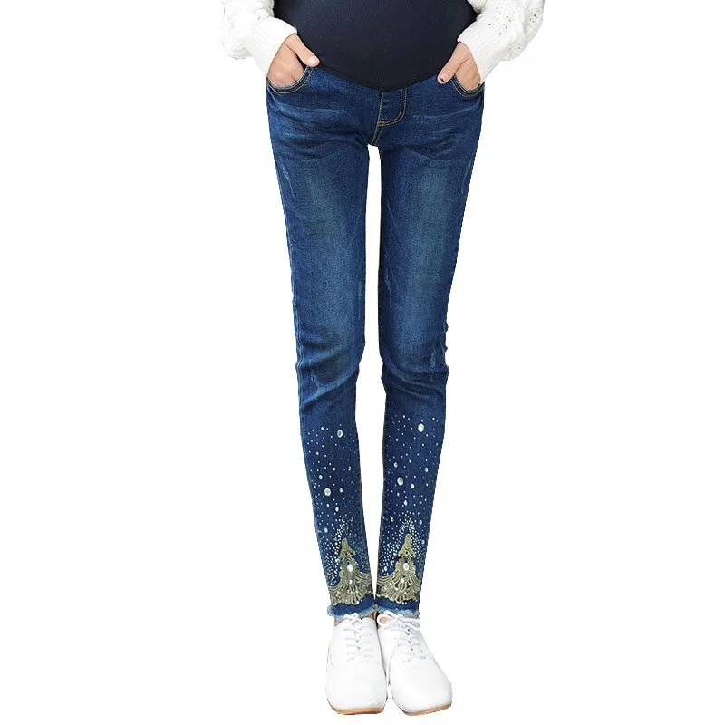  Pregnant women's jeans Elastic waist Pregnant women's pants Pregnant women's clothes ropa de maternidad leggings maternity 3XL