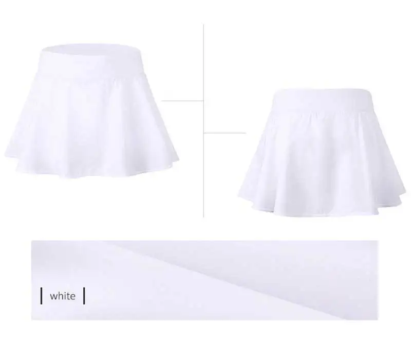 Для женщин Высокая Талия школьная форма для девочек мини настольного тенниса Для женщин Плиссированное бег юбка с шортами спортивный Фитнес теннисная юбка-шорты 2074