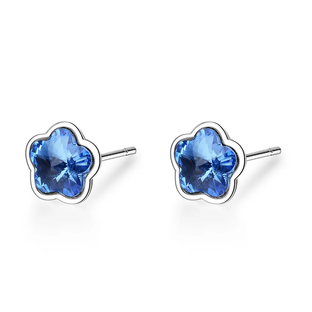 

Promotion 925 sterling silver fashion rose flower crystal ladies`stud earrings jewelry female wedding gift drop shipping no fade