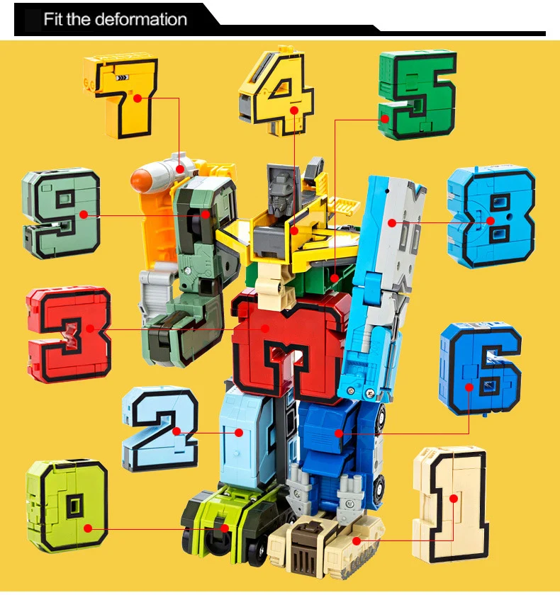 Digital Deformation Building Blocks Assembly Robot Number Transformation Math Letters Montessori Educational Toys dropshipping