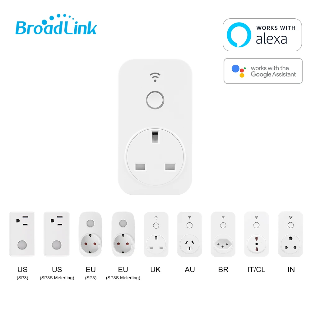 

UK WiFi Socket Smart WiFi Plug, BroadLink SP2 UK Smart Wi-Fi Plug, Alexa & Google Home control Plug, Smart Home automation