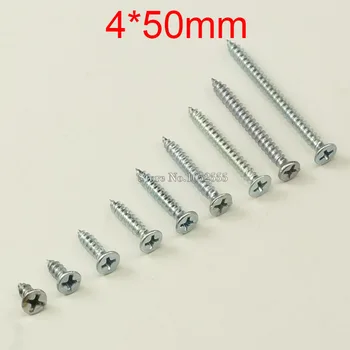 

90PCS/Set 4*50mm Metal Screws Cross Screws Round Head Plain End Phillips Plain Self-tapping Screws Furniture Fasteners K283-9