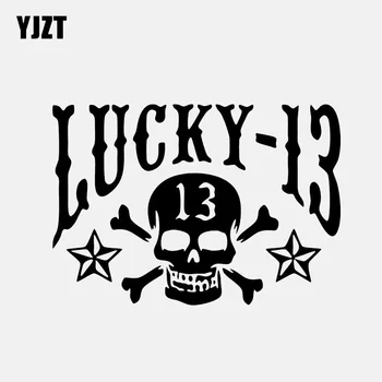

YJZT 13.3*9.3CM Funny LUCKY SKULL 13 PLAYING CARD Decor Vinyl Car Sticker Accessories Silhouette C12-1246