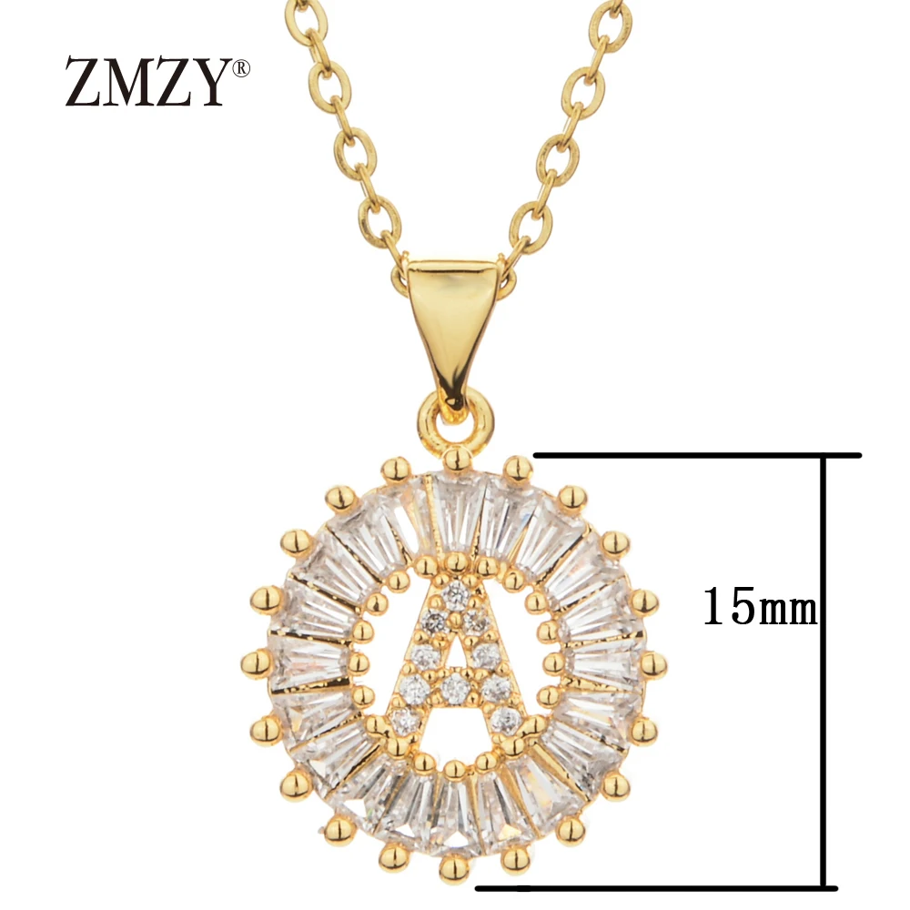 ZMZY 26pcs/lots Wholesale Lots Bulk Mixed A-Z Letter Necklace Stainless Steel Chain Necklace CZ Crystal Gold Color Pendant - Image 2