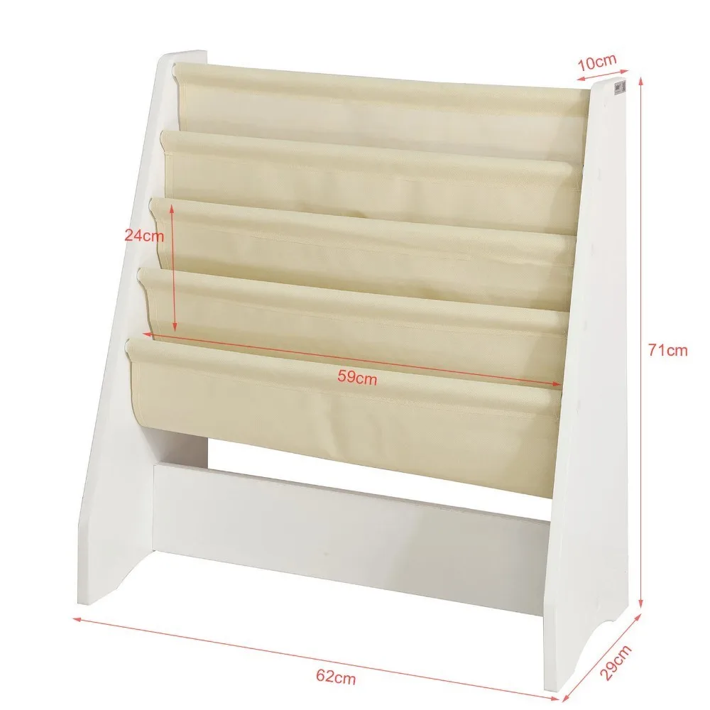 SoBuy FRG225-W ، الأطفال الاطفال خزانة رف كتب حبال تخزين الرف المنظم عرض حامل