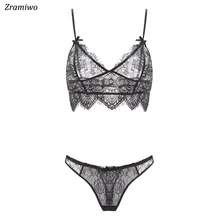 Zramiwo кружева беспроводной бюстгальтер трусики наборы длинная линия Bralette медовый месяц ночнушка для женщин