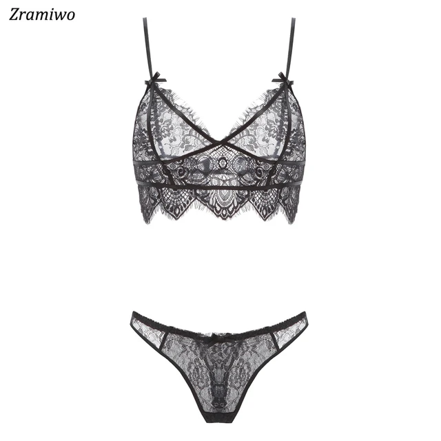 Zramiwo Lace Wireless Bra Panty Sets Long Line Bralette Honeymoon Nightie  For Women - Bra & Brief Sets - AliExpress