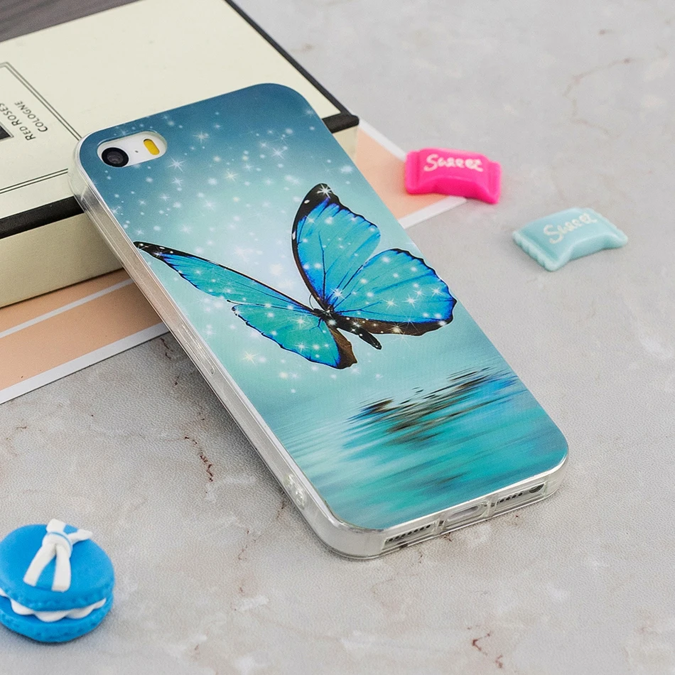 Роскошный 3D светящийся чехол для iPhone SE 2 2018 Capa 6 6s 7 8 Plus 5 5S силиконовая задняя