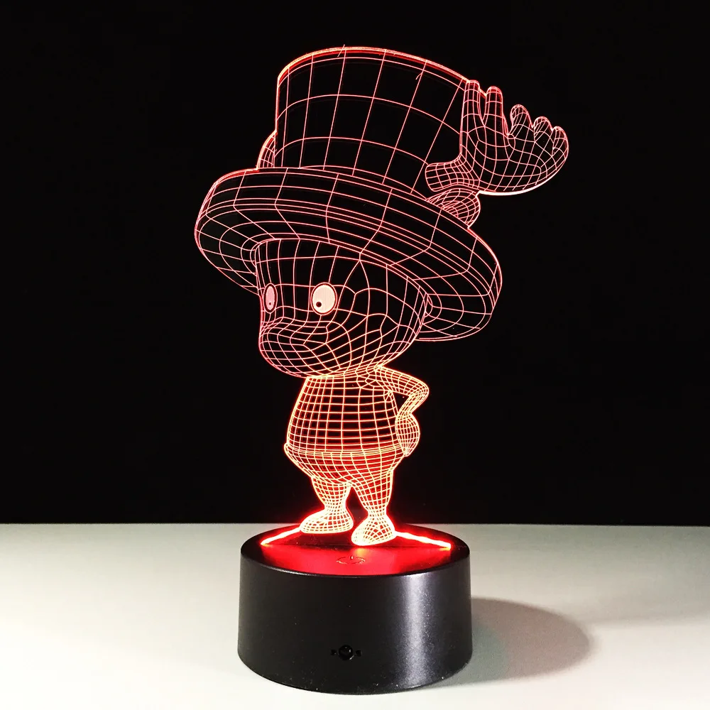 One Piece Tony Tony Chopper 3D Led Light Table Lamp Anime One Piece RGB 7 Color Changing Night Lights Acrylic Base