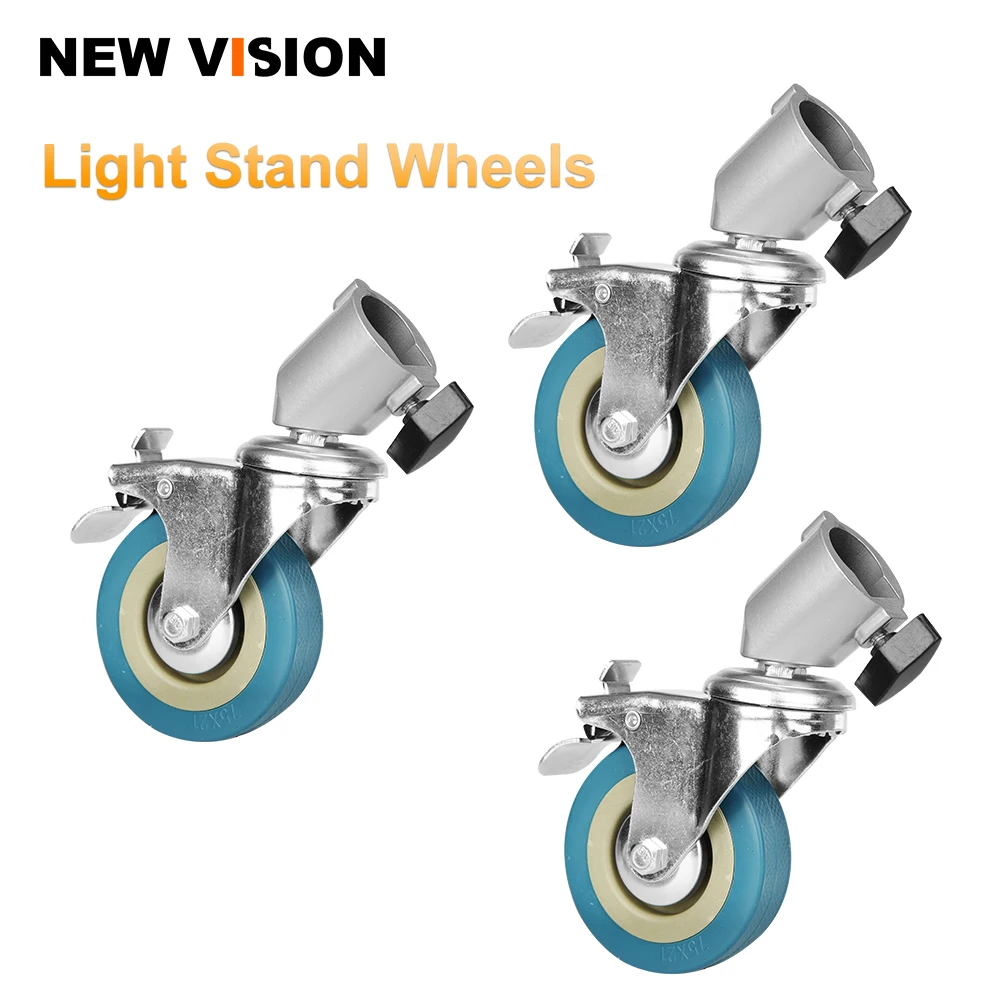 

22cm Studio PRO Professional Swivel Caster Wheel Set of 3 for Light Stands