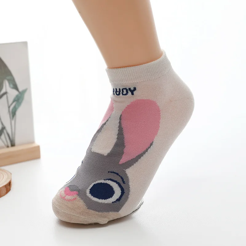 Носки по щиколотку с мультяшным рисунком полицейский кролик стежок Леопард Тема фильма Веселые счастливые женские хлопковые носки