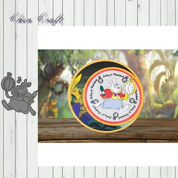 

Rabbit holding a clock Metal Cutting Dies Stencils for DIY Scrapbooking/photo album Decorative Embossing DIY Paper Cards