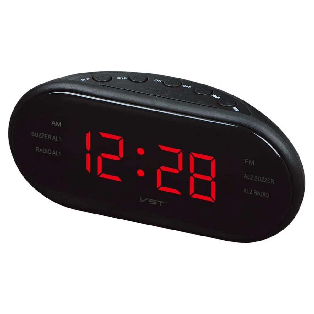 220 В ЕС вилка AM FM двойной частоты радио Будильник цифровой светодиодный часы светящиеся часы Повтор Электронные Домашние настольные часы