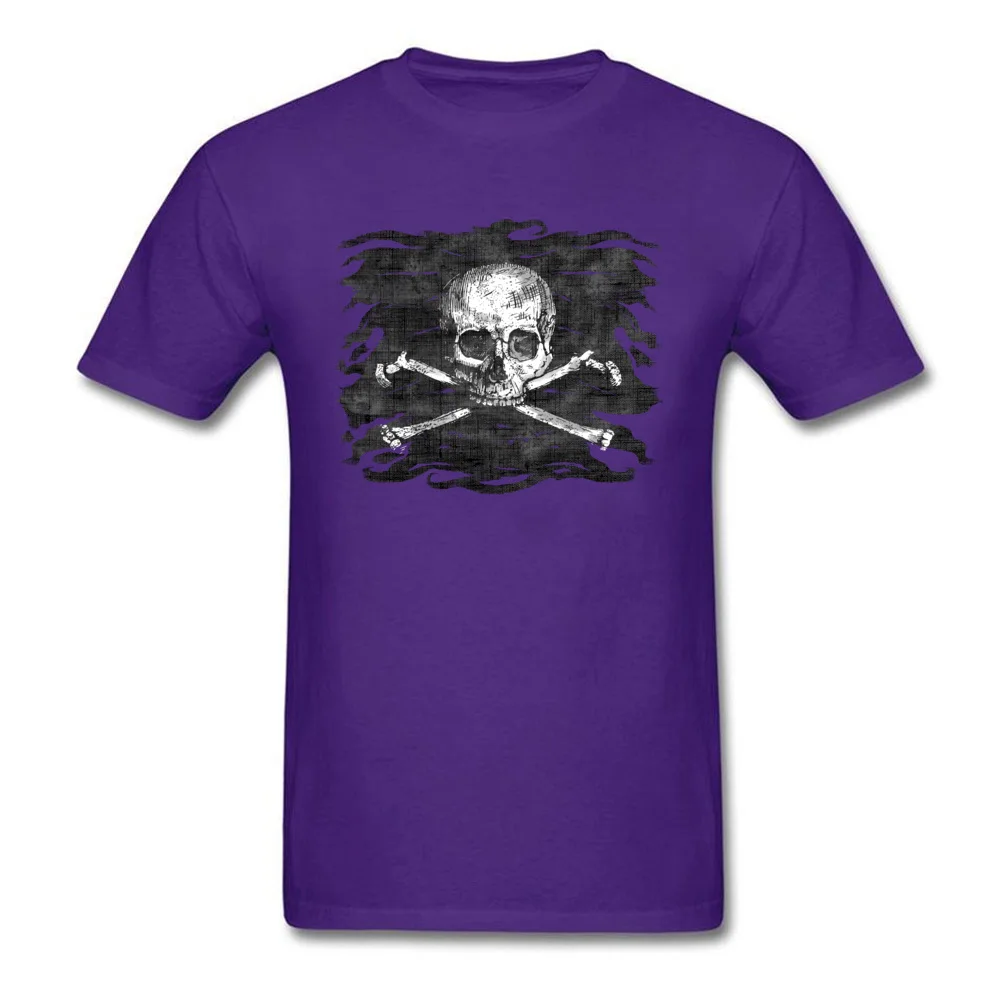 Old Skull Crossbones Pirate Flag Cotton Fabric Tops Shirt for Men Design T Shirts 2018 Discount O Neck T Shirt Short Sleeve Old Skull Crossbones Pirate Flag purple