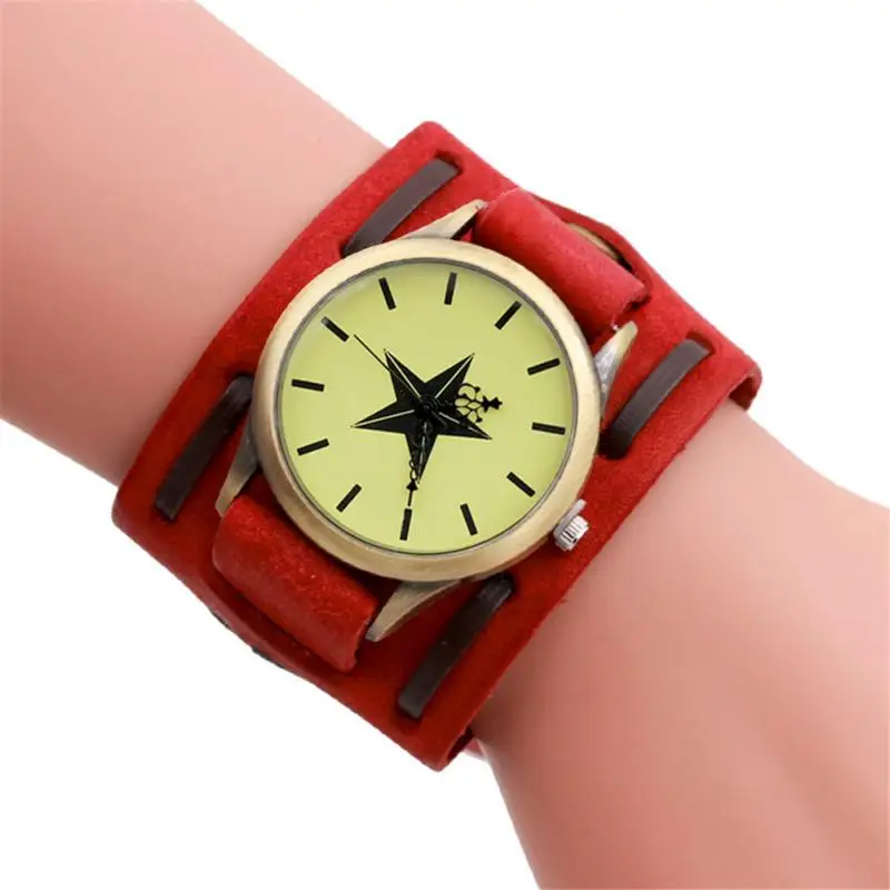 

Fashionable Simple Wide Watchband Watch Woven Retro Wrist Watch