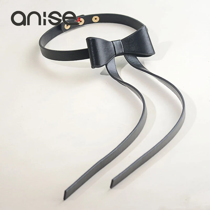 

Anise 2017 Bow Leather Choker Necklaces Fashion Punk Cortex False Collar Necktie Clothing Accessories Collares Mujer Collier
