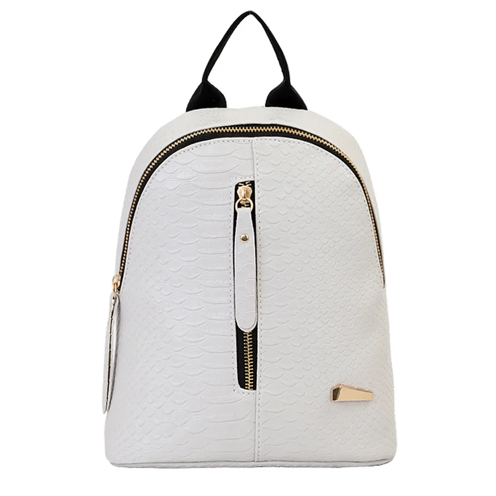 White Leather Backpack Large Capacity Backpack Waterproof Backpacks