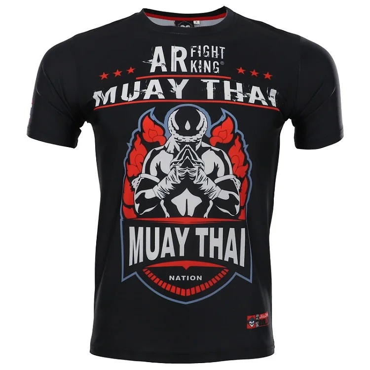 

ROLLHO monkey MMA fight Thai boxing sport fight stretch short sleeved T-shirt fitness man muscle broadcast demand