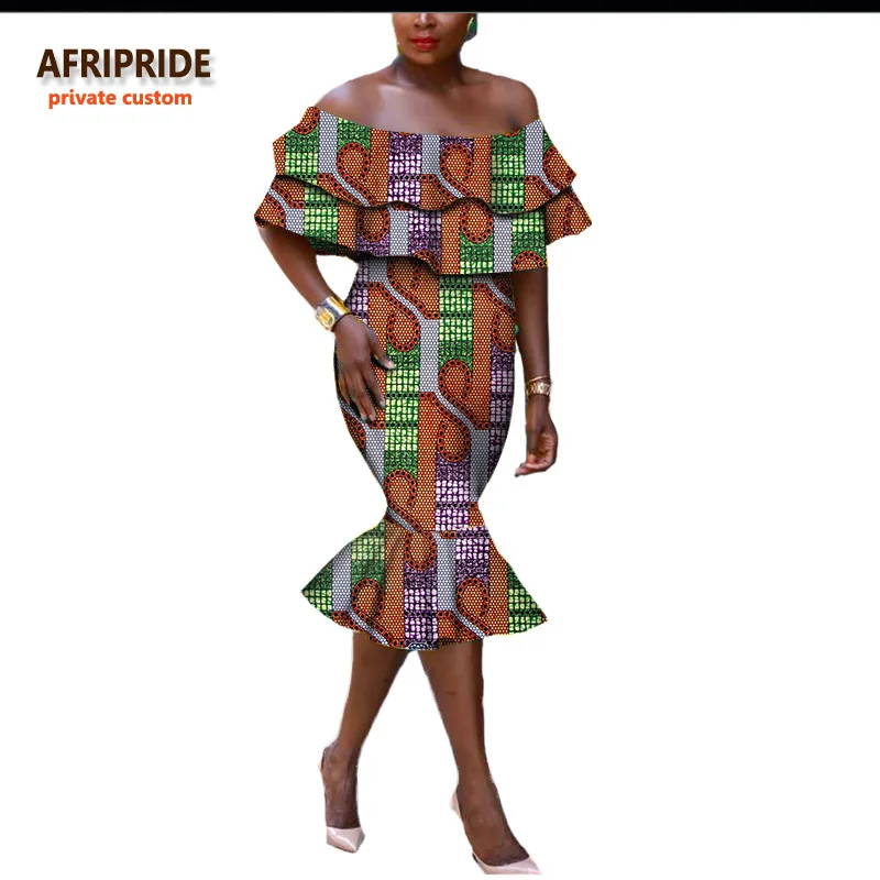 Длинное платье для женщин, AFRIPRIDE, африканская одежда, элегантное, с открытыми плечами, без бретелек, до середины икры, рыбий хвост, женское вечернее платье, A722581 - Цвет: 72J