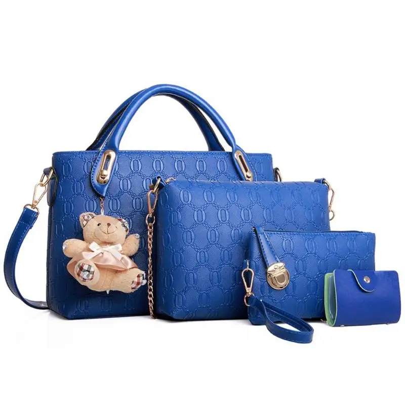 Женская сумка, модная повседневная, 4 шт./компл., роскошная дизайнерская сумка, плечевая сумка, сумки для женщин, композитная сумка bolsos - Цвет: Синий