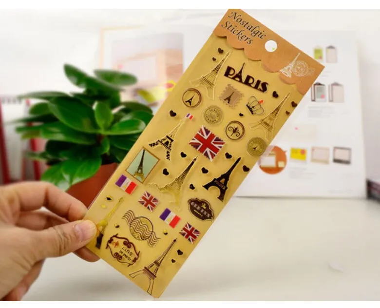 10 листов/лот DIY 3D ПВХ горячие наклейки для стемпинга милые кавайные кошки Эйфелева наклейка "башня" для украшения дневника телефона 403