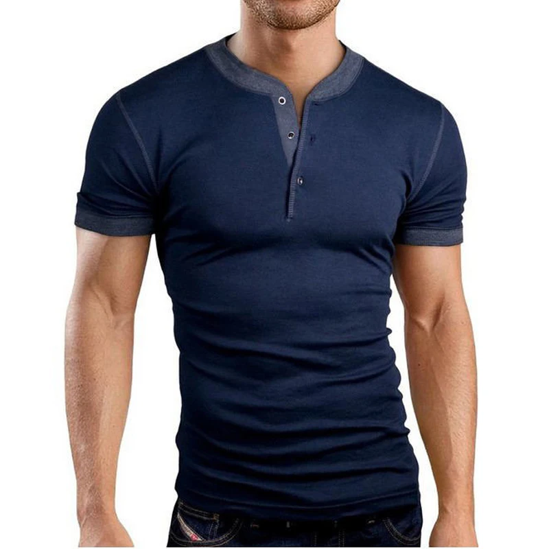 slim fit short sleeve henley