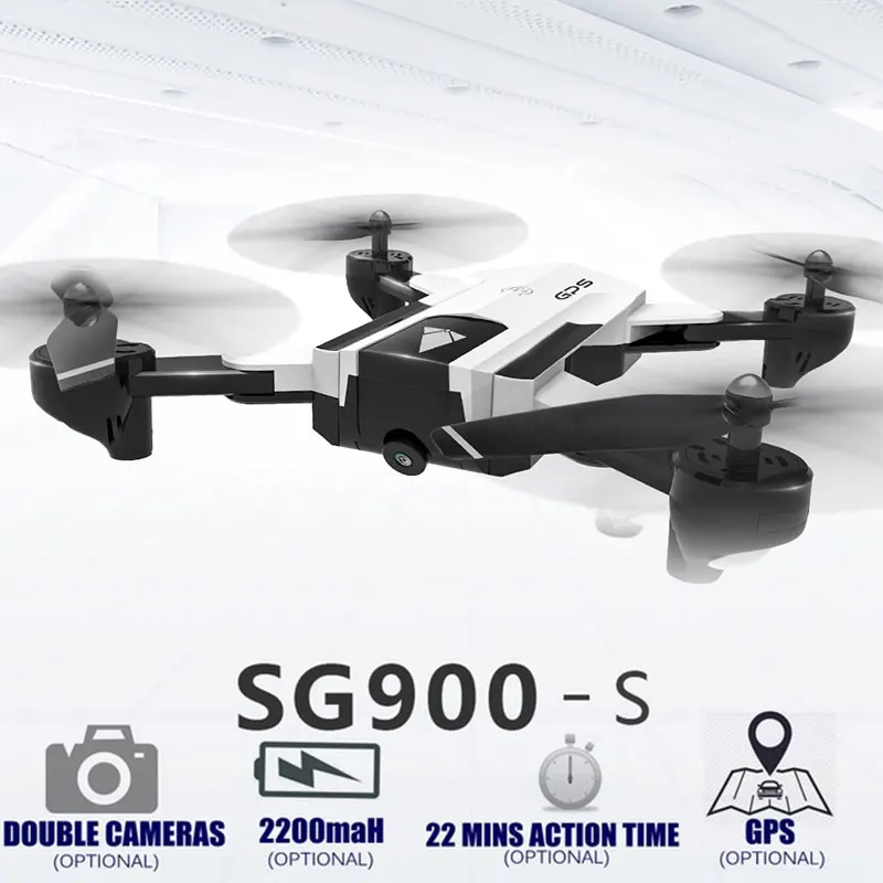 

RC Drone Helicopter 4CH 6-Axis Gyro 720P Drone Dual Cameras WIFI LED One Key Take Off Follow Me FPV SG900s Dron Quadcopter