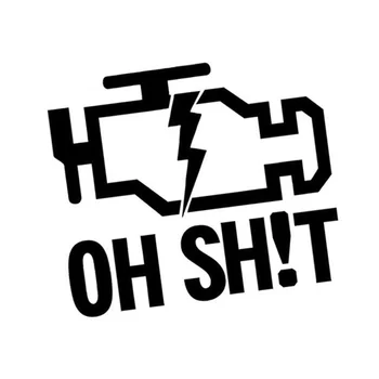 

13*11CM Funny CHECK ENGINE LIGHT Decorative Reflective Car Stickers And Decals Car Accessories Black/Silver C1-0043