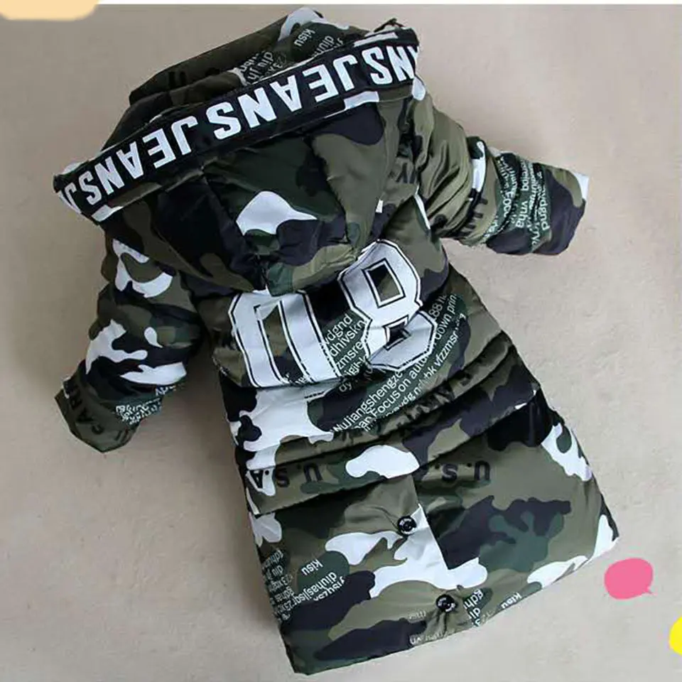 

For 4 6 8 10 12 Yrs Boys Jacket 2018 Winter Warm Boys Hooded Coat Jacket Children Outerwear Kids Zipper Jackets &Coat 4 C