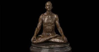 

Art Deco Sculpture Man Monk In Meditation Think and Sign Bronze Statue