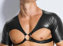 Для мужчин s белье сексуальное дикий груди ночной одежды show Колготки ночной клуб костюм Для мужчин митенки из лакированной кожи