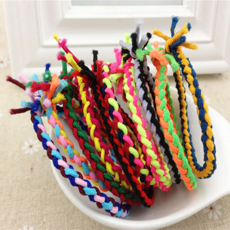 50PCS 4mm Assorted Colors four cords knots Braided Elastic ...