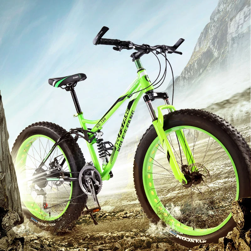 wolf's fang Bicycle 26 inch 21 speed Fat Mountain Bike road bikes mtb Man fat bike bmx Spring Fork bicycle Free shipping wolf's fang Bicycle 26 inch 21 speed Fat Mountain Bike road bikes mtb Man fat bike bmx Spring Fork bicycle Free shipping