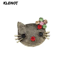 Винтажная брошь, милая кошка, Броши со стразами в форме животных для женщин, кошка, брошь котенок, булавки, детские украшения для девочек, украшение одежды