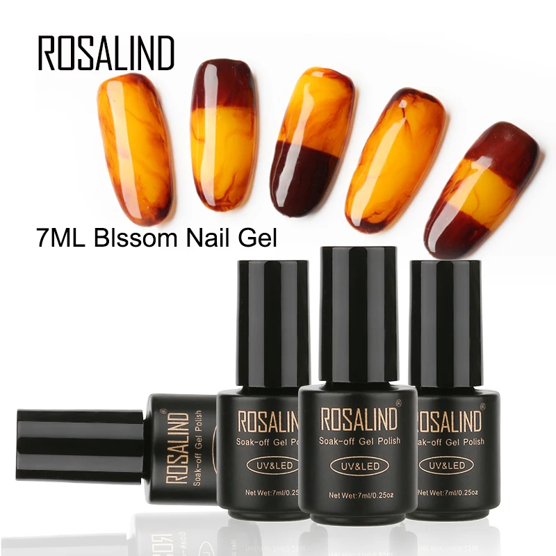 Rosalind гель 1S 7 мл Лак для ногтей Blossom Профессиональный Гель-лак для ногтей впитывающийся УФ-Маникюр Сделай Сам необходимое базовое верхнее покрытие Гель-лак для ногтей