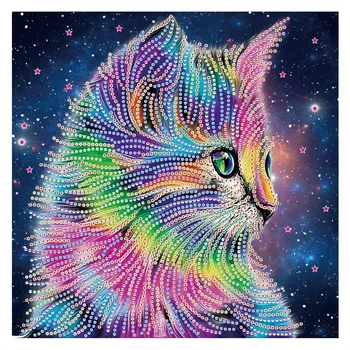 

SHANSHIYOUPIN Special Shaped Diamond Painting Cat Handicraft Needlework 3D Drill Mosaic DIY Diamond Embroidery Animal 25x25cm