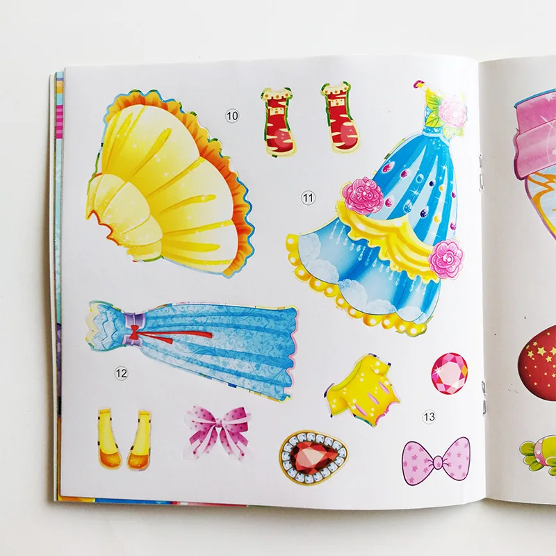 8 шт./компл. красивая наклейка принцесса книги для девочек Kawaii платья принцессы