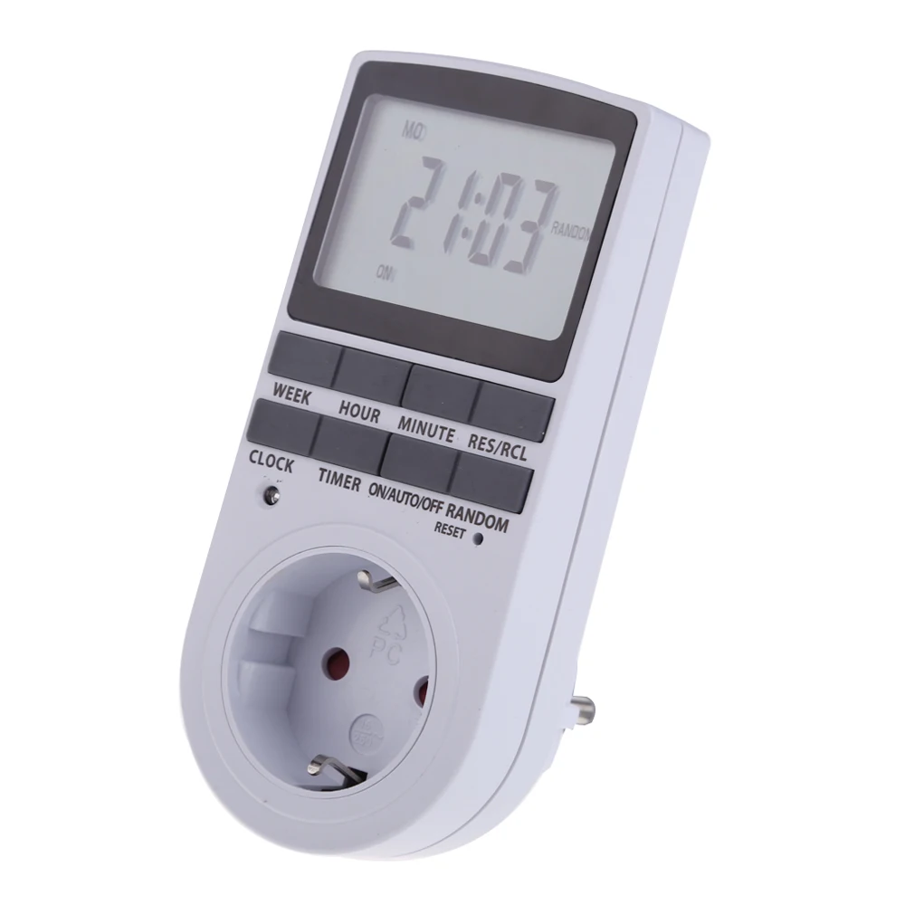 

Portable Plug in Digital Timer 24h 7day Week Timer LCD Display Timing for Indoor Lights/TV/PC/Fans/Kitchen US/EU Plug