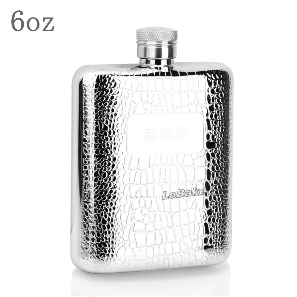 Latest 6oz Alligator Pattern style stainless steel flask hip flasks