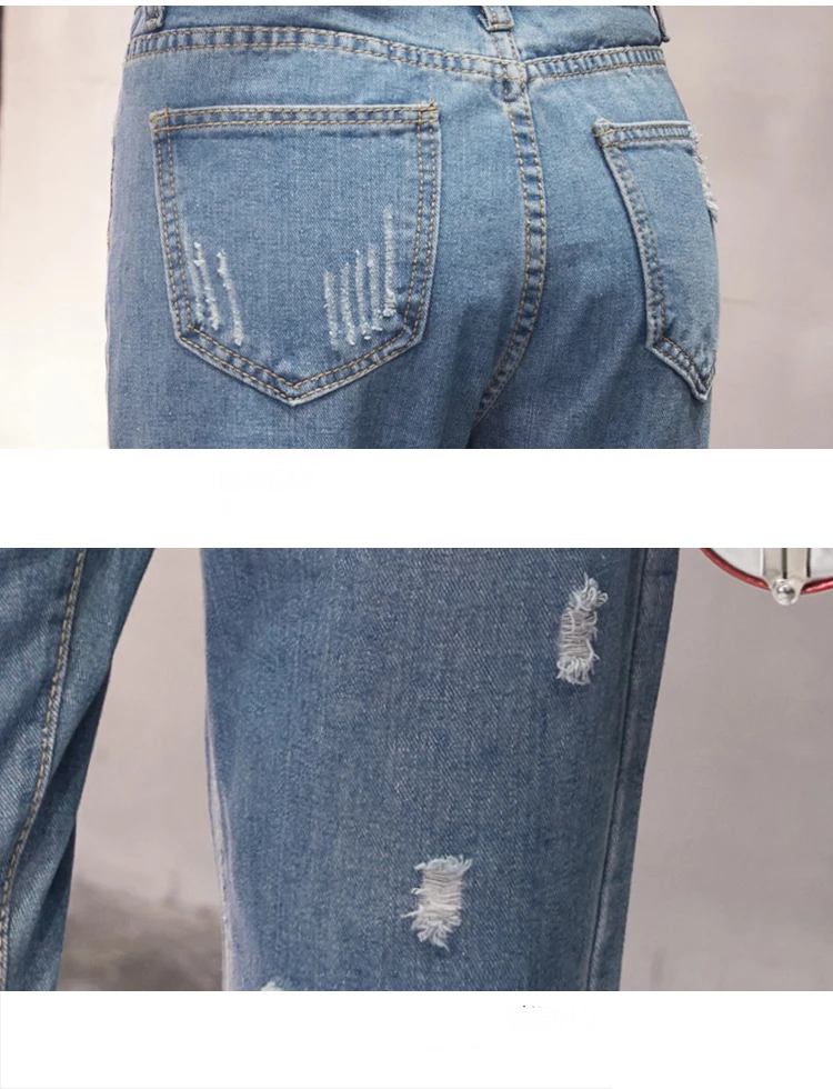2018 Новые Осенние Джинсы 4xl 5XL отверстия уничтожено синие джинсы Штаны женские прямые джинсы женские Мешковатые повседневные Большие