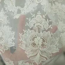 Кружевная ткань цвета слоновой кости, винтажная вышитая Тюлевая кружевная ткань, старинное Свадебное кружево, ткань для штор, домашний декор, MF081