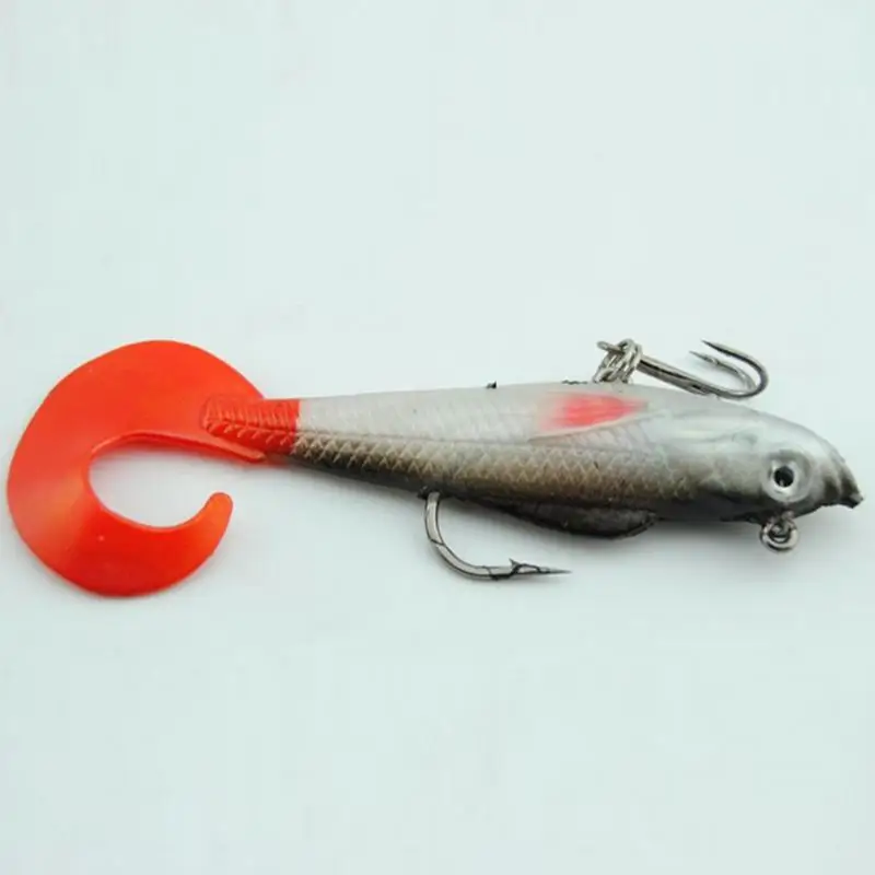 

Red Soft fish Bait Fishtail Fishing Lures Lead Coating Fishing Tackle baits