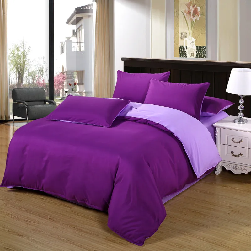 Deep Purple Light Purple Duvet Cover With Pillowcase Bedding Set