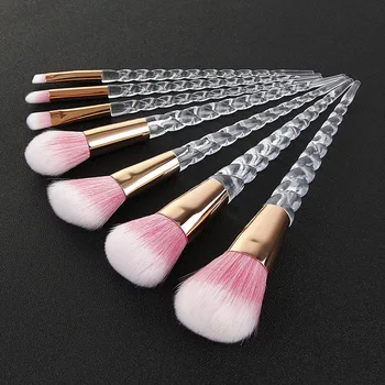 

Professional 7 Crystal Makeup Brushes Sets Transparent Screw handle Make up Tools Powder Eyeshadow eyeliner Foundation Brush Kit